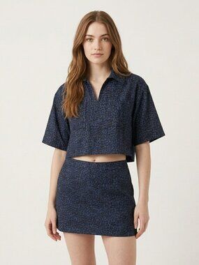 Leopard Suede 2-Piece Set – Cropped Button Top & Mini Skirt Overlay Shorts